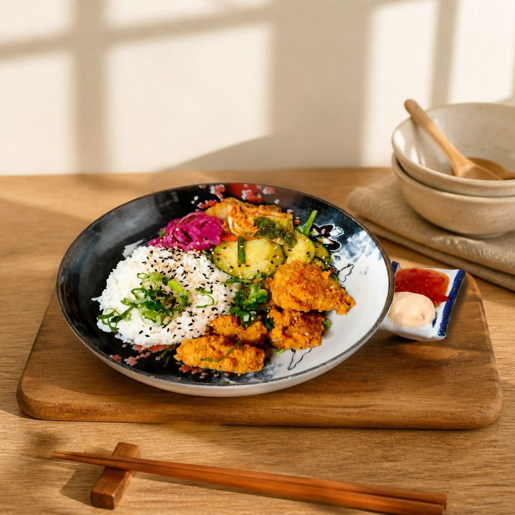 Bento-låda med sushi och teriyaki